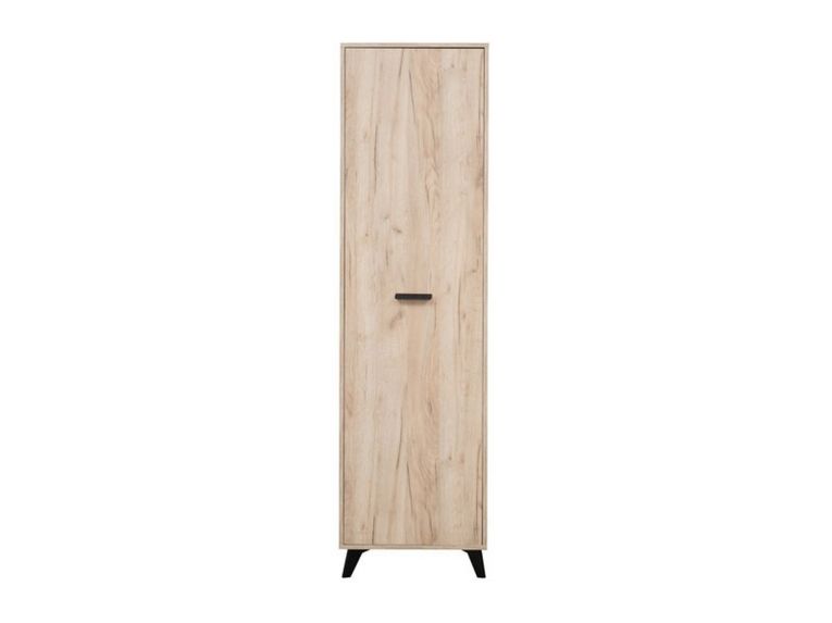 Guardaroba 1 Anta Marrone Rovere Grigio Nero Appendiabiti 4 Ripiani, 5 Vani - Palmoli