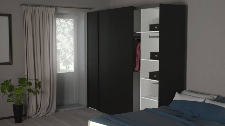 Guardaroba 10 ripiani nero 242x220h cm - Kauri