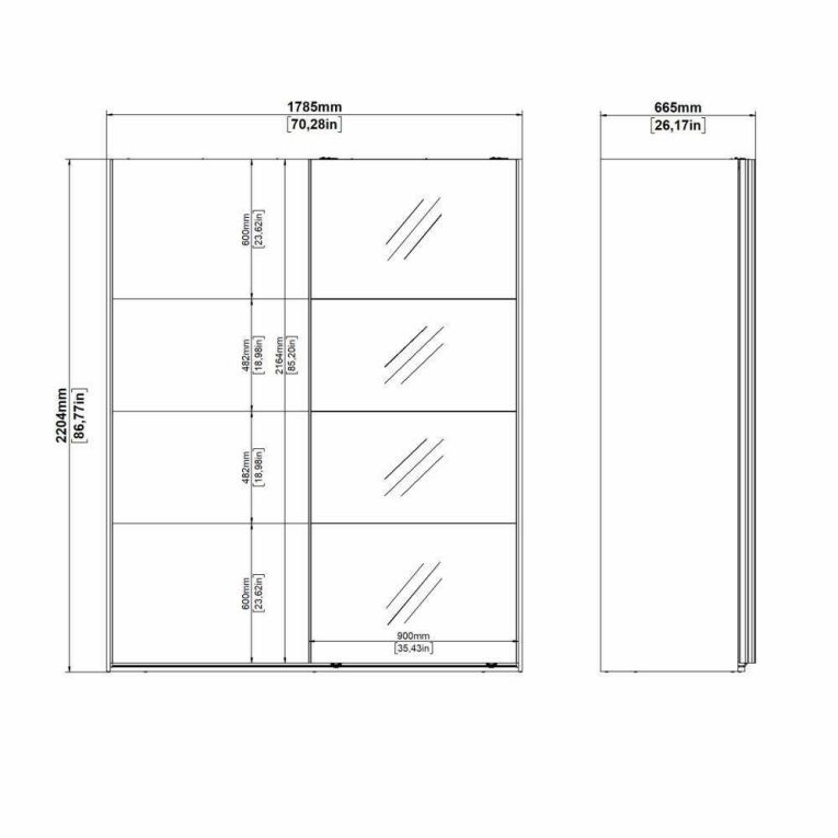 Guardaroba 2 ante Adeline, Mobile camera da letto, Cabina armadio portabiti, Armadio appendiabiti, 65x179 h220 cm, Bianco e Trasparente