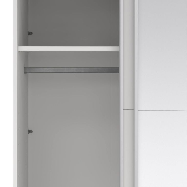 Guardaroba 2 ante Adeline, Mobile camera da letto, Cabina armadio portabiti, Armadio appendiabiti, 65x179 h220 cm, Bianco e Trasparente