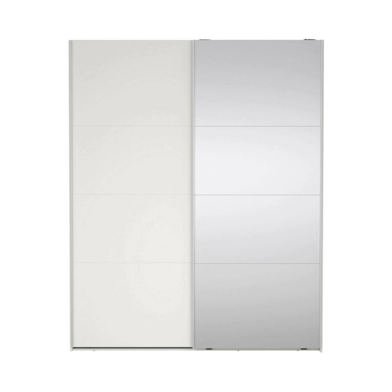 Guardaroba 2 ante Adeline, Mobile camera da letto, Cabina armadio portabiti, Armadio appendiabiti, 65x179 h220 cm, Bianco e Trasparente