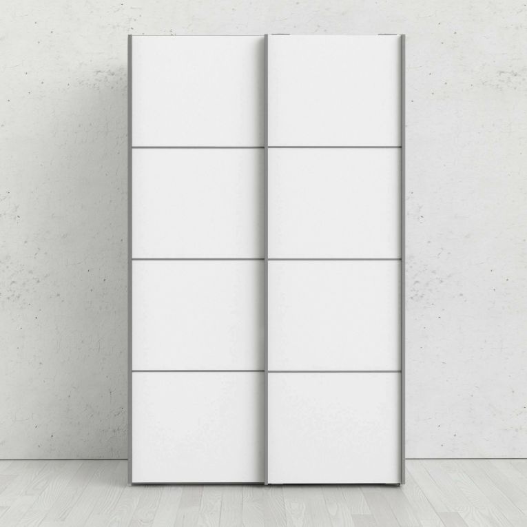 Guardaroba 2 ante Andree, Mobile camera da letto, Cabina armadio portabiti, Armadio appendiabiti, 122x64 h202 cm, Bianco