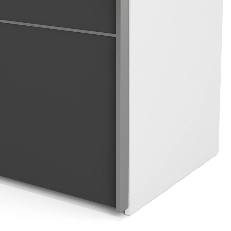 Guardaroba 2 ante Anise, Mobile camera da letto, Cabina armadio portabiti, Armadio appendiabiti, 182x64 h202 cm, Bianco e Grigio