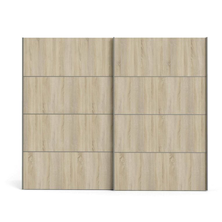 Guardaroba 2 ante Anthe, Mobile camera da letto, Cabina armadio portabiti, Armadio appendiabiti, 243x64 h202 cm, Bianco e Quercia