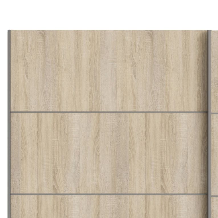 Guardaroba 2 ante Anthe, Mobile camera da letto, Cabina armadio portabiti, Armadio appendiabiti, 243x64 h202 cm, Bianco e Quercia