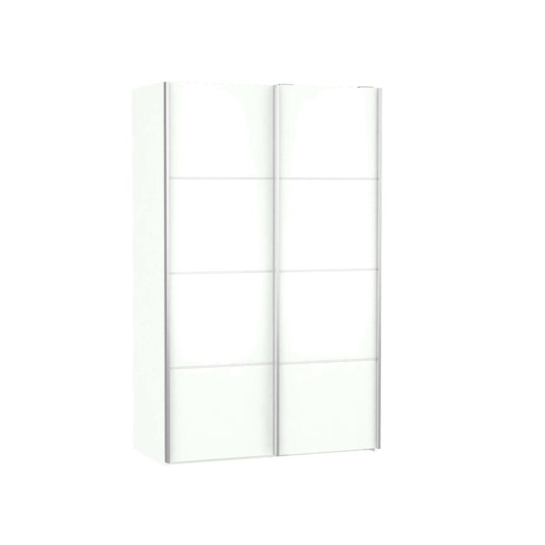 Guardaroba 2 ante Appoline, Mobile camera da letto, Cabina armadio portabiti, Armadio appendiabiti, 122x64 h202 cm, Bianco