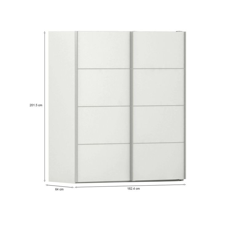 Guardaroba 2 ante Arienne, Mobile camera da letto, Cabina armadio portabiti, Armadio appendiabiti, 182x64 h202 cm, Bianco