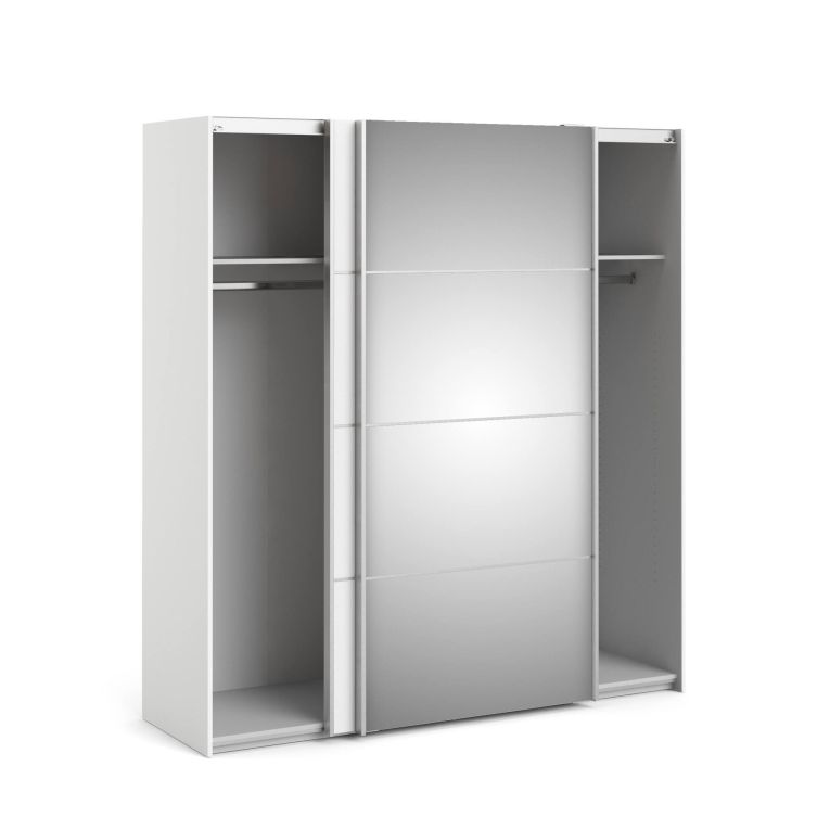 Guardaroba 2 ante Astrée, Mobile camera da letto, Cabina armadio portabiti, Armadio appendiabiti, 182x64 h202 cm, Bianco