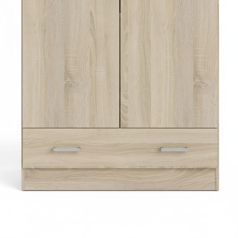Guardaroba 2 ante Audette, Mobile camera da letto, Cabina armadio portabiti, Armadio appendiabiti, 79x36 h170 cm, Quercia