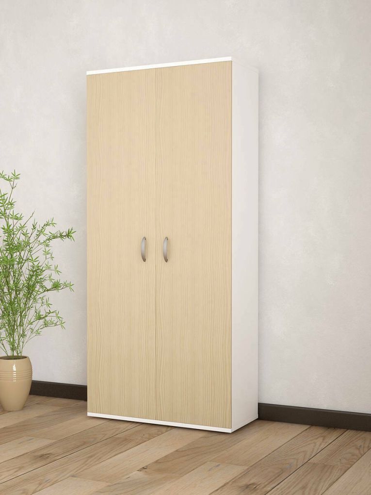 Guardaroba 2 ante Bandu, 80x52h170 cm, Bianco e Grigio