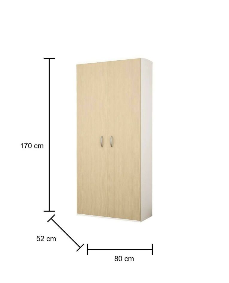 Guardaroba 2 ante Bandu, 80x52h170 cm, Bianco e Grigio