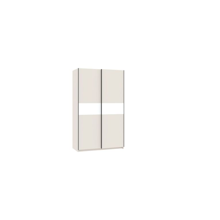 Guardaroba 2 Ante Beige Cashmere Bianco 2 Ripiani Appendiabiti 120x204h cm, 2 Ante - Maba