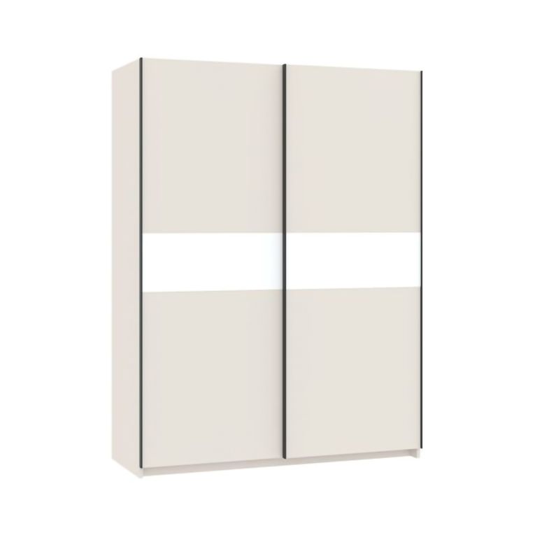 Guardaroba 2 Ante Beige Cashmere Bianco 2 Ripiani Appendiabiti 150x204h cm, 2 Ante - Manita