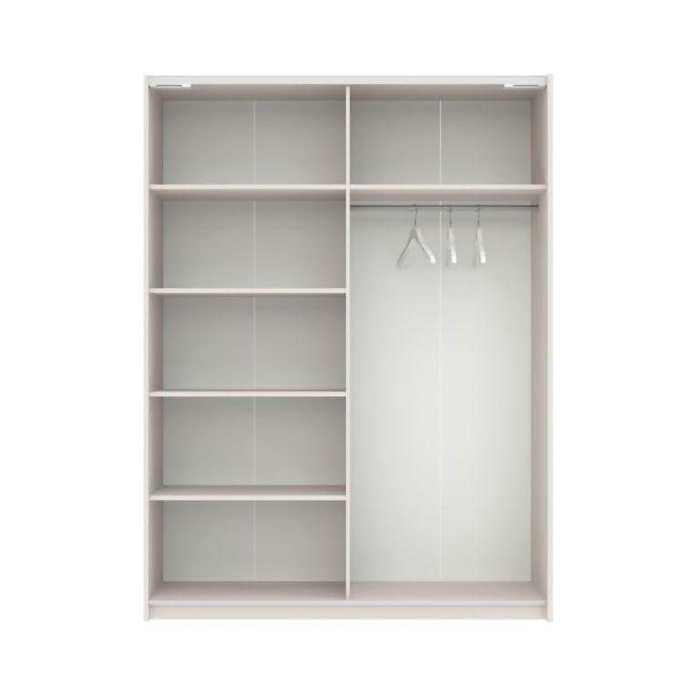 Guardaroba 2 Ante Beige Cashmere Bianco 2 Ripiani Appendiabiti 150x204h cm, 2 Ante - Manita