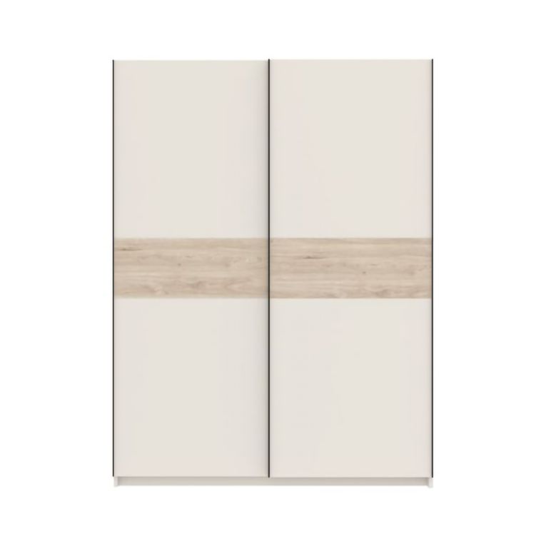 Guardaroba 2 Ante Beige Cashmere Marrone Rovere 2 Ripiani Appendiabiti 150x204h cm, 2 Ante - Manita
