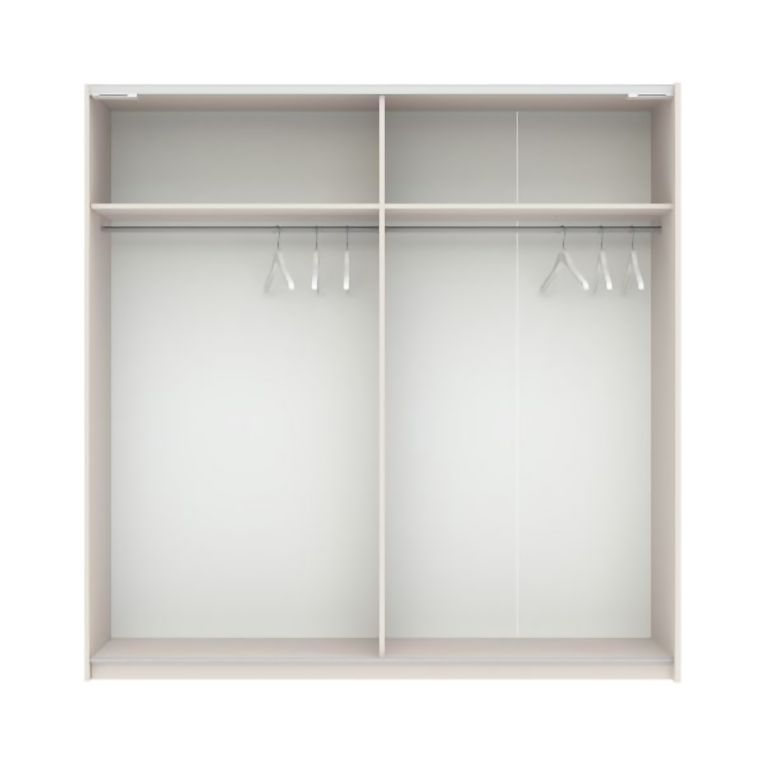 Guardaroba 2 Ante Beige Cashmere Marrone Rovere 2 Ripiani Appendiabiti 200x204h cm, 2 Ante - Nalika
