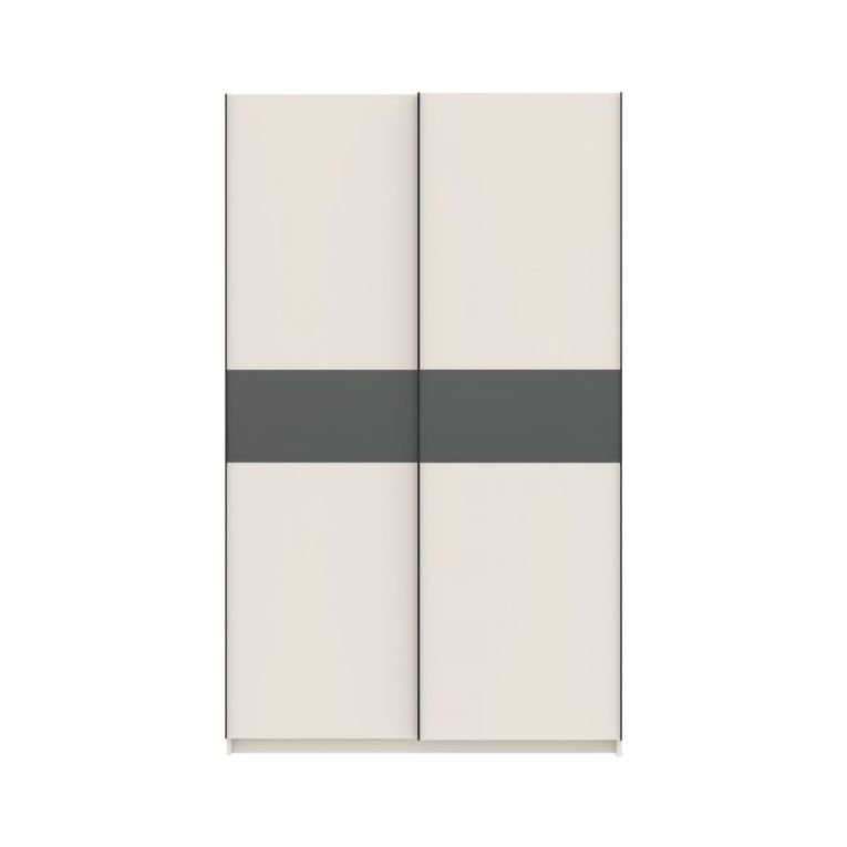 Guardaroba 2 Ante Beige Cashmere Nero Antracite 2 Ripiani Appendiabiti 120x204h cm, 2 Ante - Maba