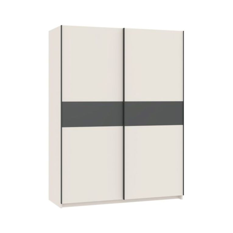 Guardaroba 2 Ante Beige Cashmere Nero Antracite 2 Ripiani Appendiabiti 150x204h cm, 2 Ante - Manita