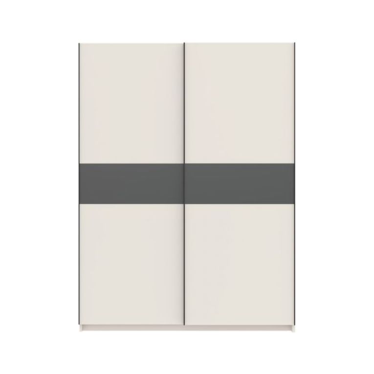 Guardaroba 2 Ante Beige Cashmere Nero Antracite 2 Ripiani Appendiabiti 150x204h cm, 2 Ante - Manita