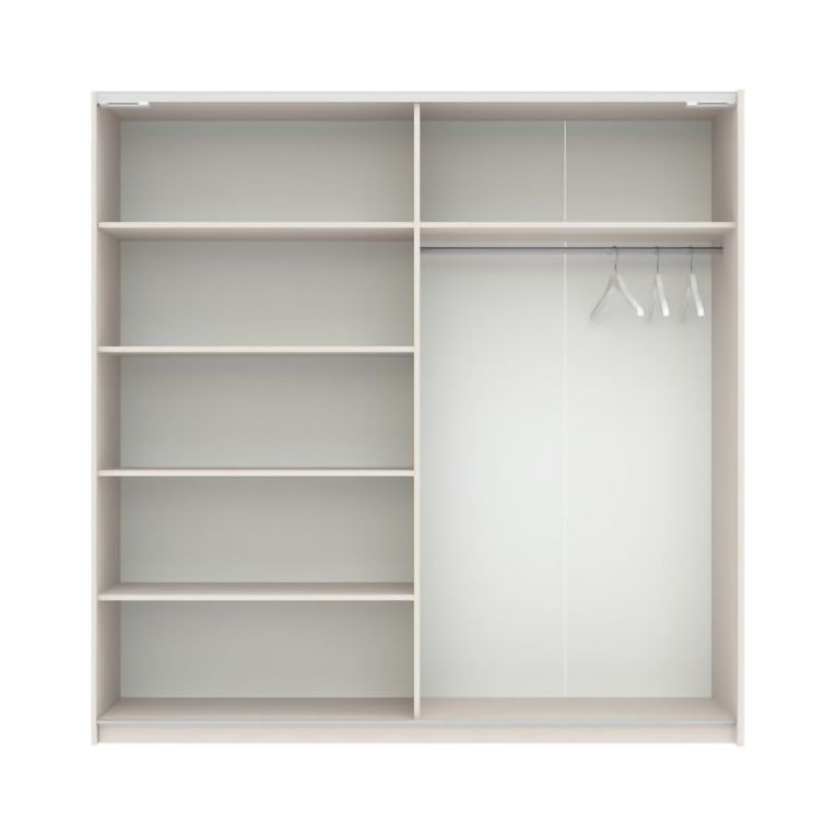 Guardaroba 2 Ante Beige Cashmere Nero Antracite 2 Ripiani Appendiabiti 200x204h cm, 2 Ante - Nalika