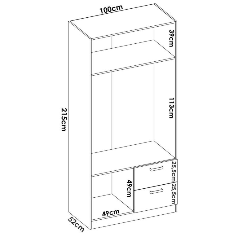 Guardaroba 2 ante bianco 100x215h cm - Amp