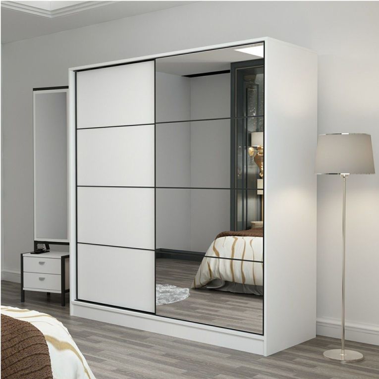 Guardaroba 2 Ante Bianco 5 Ripiani Appendiabiti 180x190h cm, 2 Ante - Torello