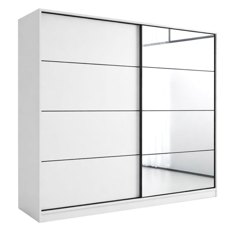 Guardaroba 2 Ante Bianco 5 Ripiani Appendiabiti 180x190h cm, 2 Ante - Torello
