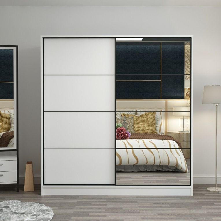 Guardaroba 2 Ante Bianco 5 Ripiani Appendiabiti 180x190h cm, 2 Ante - Torello