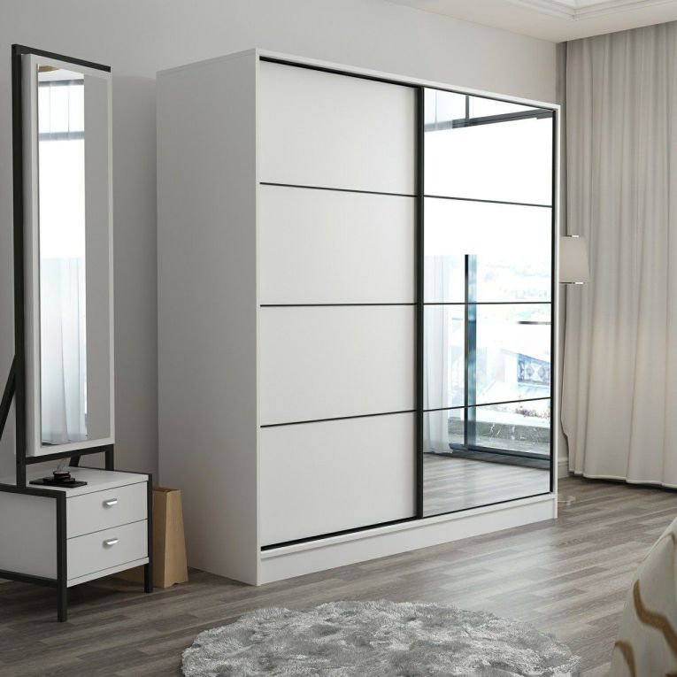 Guardaroba 2 Ante Bianco 5 Ripiani Appendiabiti 180x190h cm, 2 Ante - Torello