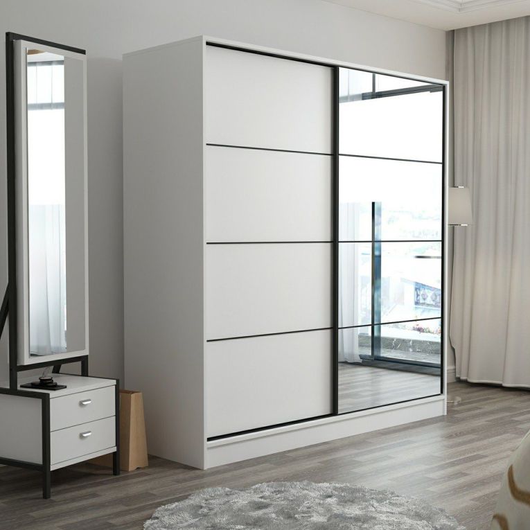 Guardaroba 2 Ante Bianco 5 Ripiani Appendiabiti 180x210h cm, 2 Ante - Cascia