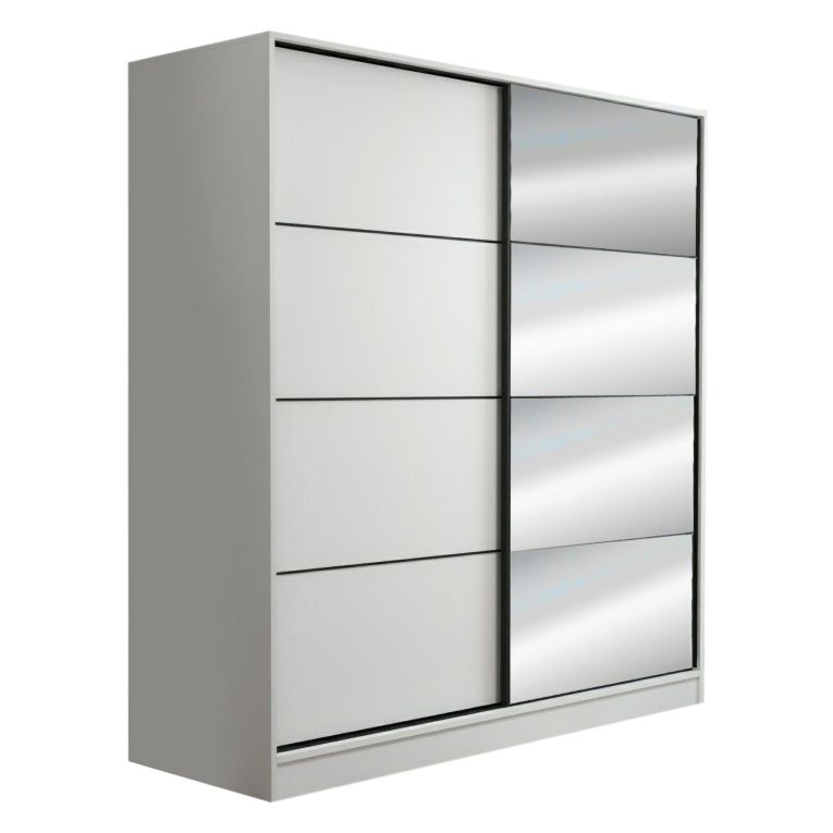 Guardaroba 2 Ante Bianco 5 Ripiani Appendiabiti 180x210h cm, 2 Ante - Cascia
