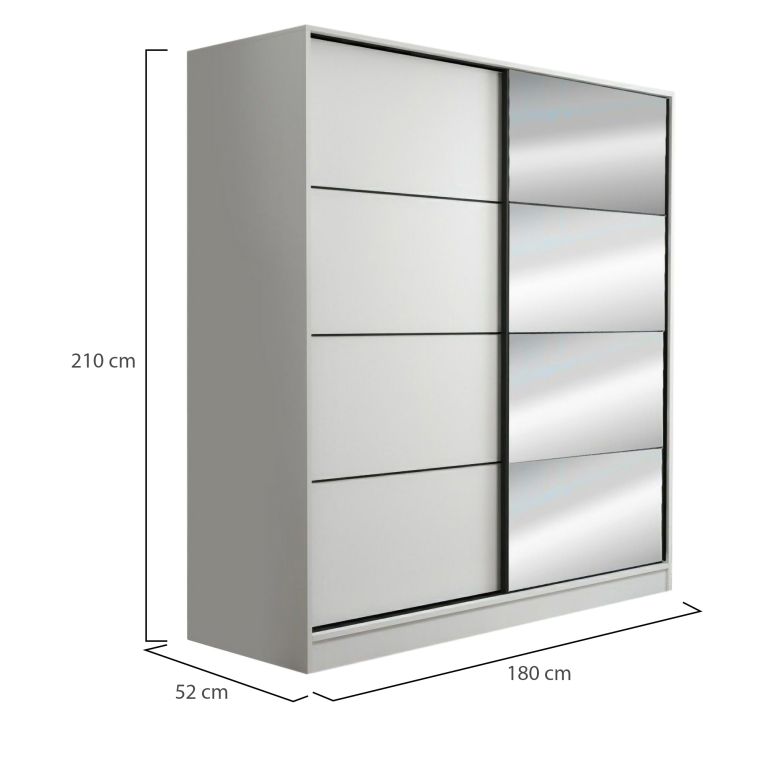 Guardaroba 2 Ante Bianco 5 Ripiani Appendiabiti 180x210h cm, 2 Ante - Cascia