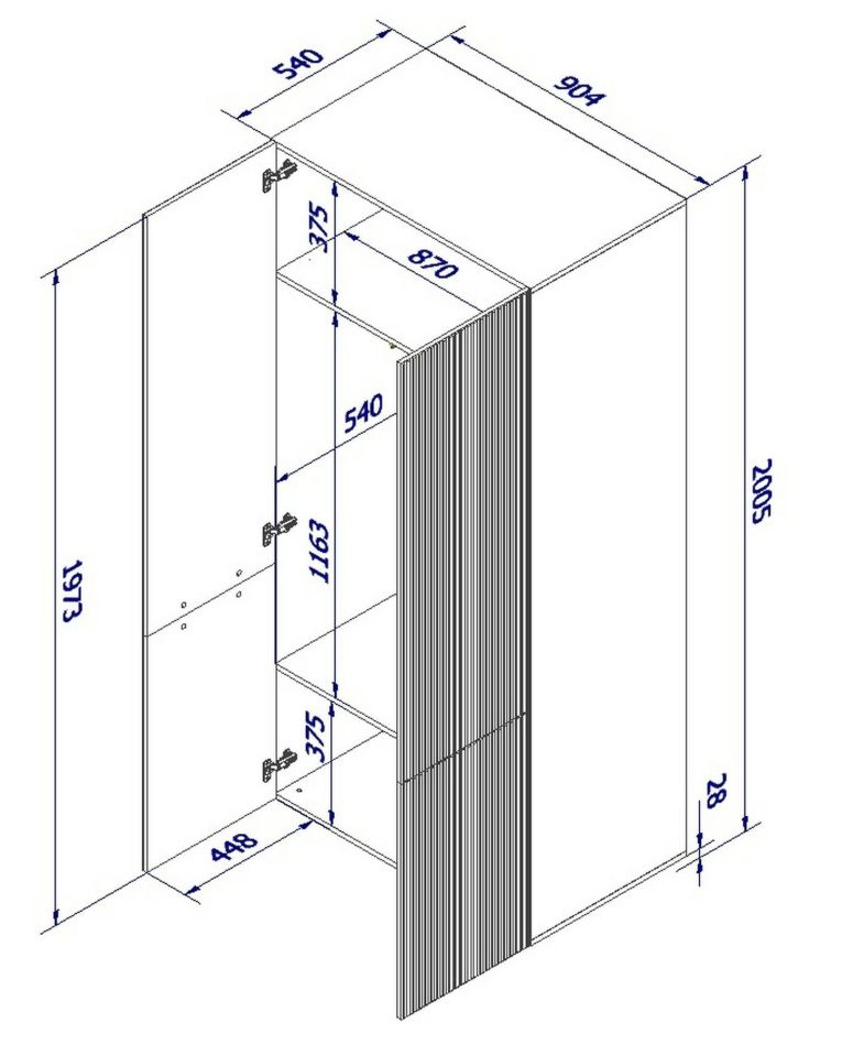 Guardaroba 2 ante bianco 90x198h cm - Caiazzo