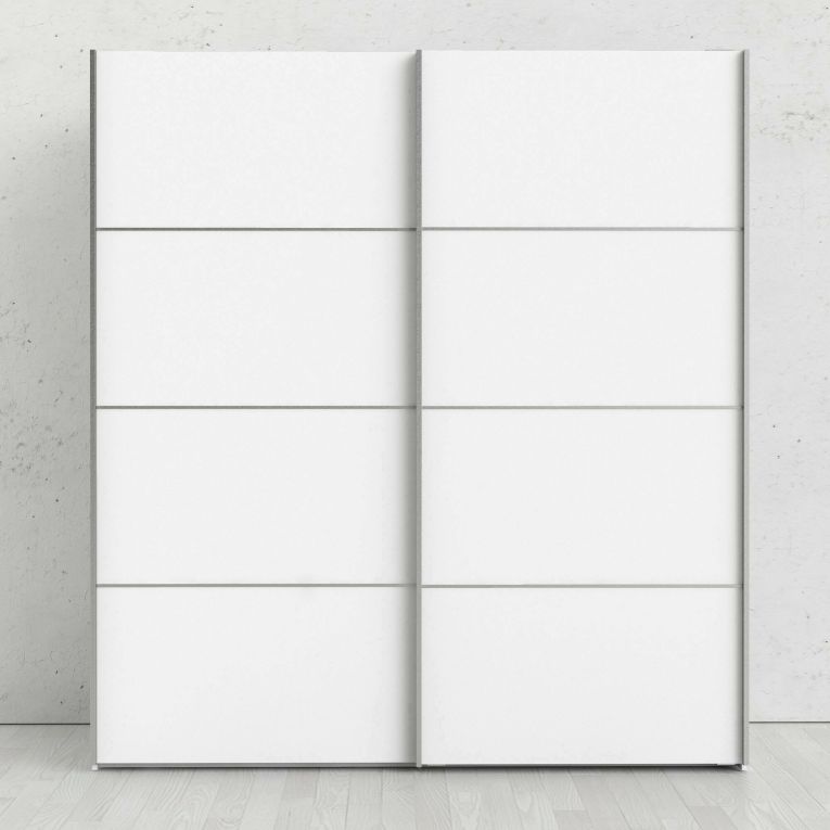 Guardaroba 2 Ante Bianco Appendiabiti 2 Ripiani 182x202h cm, Apertura Scorrevole - Accadia