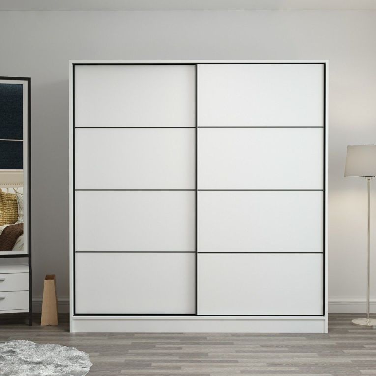 Guardaroba 2 Ante Bianco Appendiabiti 5 Ripiani 180x190h cm, Apertura Scorrevole - Cuvio
