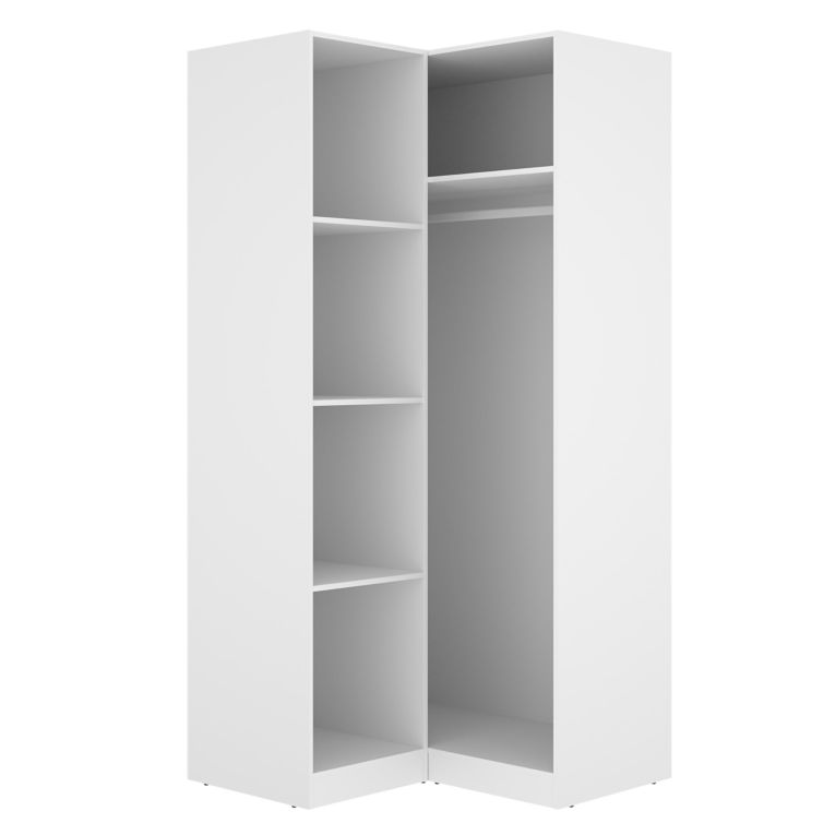 Guardaroba 2 Ante Bianco Appendiabiti 95x204h cm, 4 Ripiani - Luber