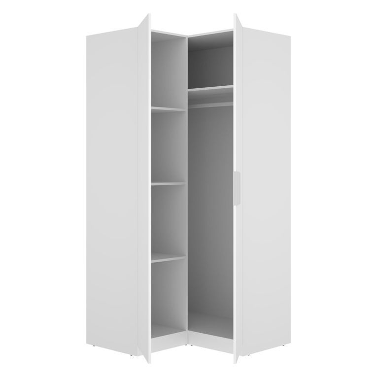 Guardaroba 2 Ante Bianco Appendiabiti 95x204h cm, 4 Ripiani - Luber