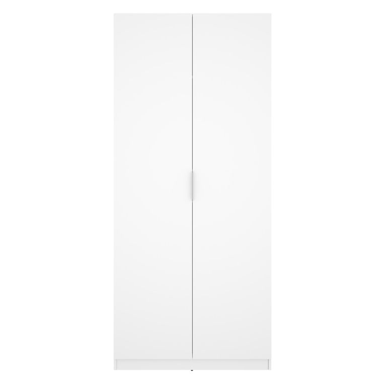 Guardaroba 2 Ante Bianco Appendiabiti Cassetti 51x204h cm, un Ripiano - Tulot