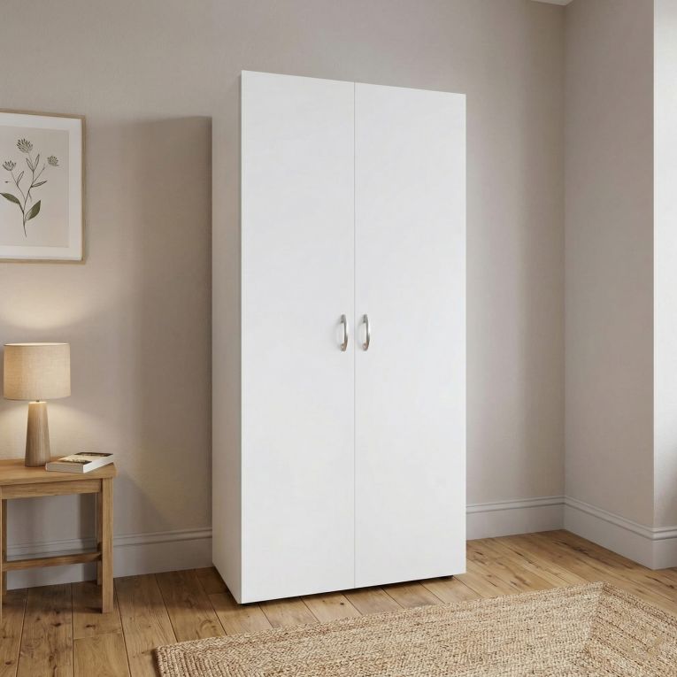 Guardaroba 2 Ante Bianco Appendiabiti un Ripiano 80x177h cm, 2 Ante - Istrana