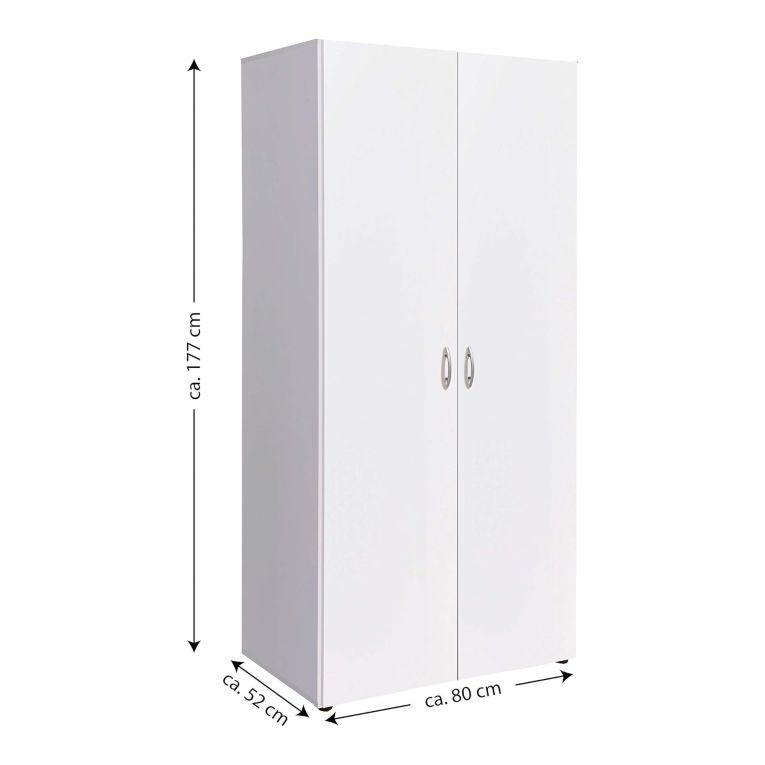 Guardaroba 2 Ante Bianco Appendiabiti un Ripiano 80x177h cm, 2 Ante - Istrana