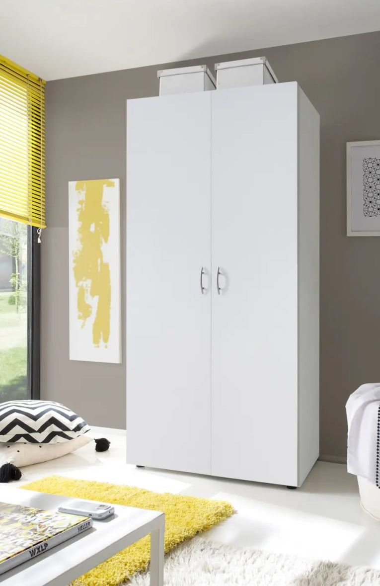 Guardaroba 2 Ante Bianco Appendiabiti un Ripiano 80x177h cm, 2 Ante - Istrana