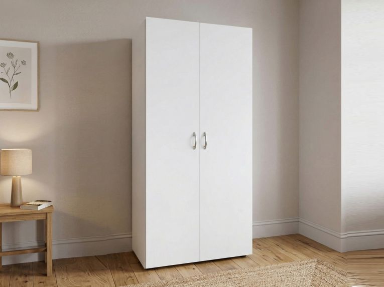 Guardaroba 2 Ante Bianco Appendiabiti un Ripiano 80x177h cm, 2 Ante - Istrana
