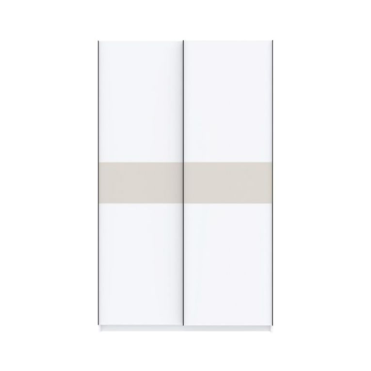 Guardaroba 2 Ante Bianco Beige Cashmere 2 Ripiani Appendiabiti 120x204h cm, 2 Ante - Maba
