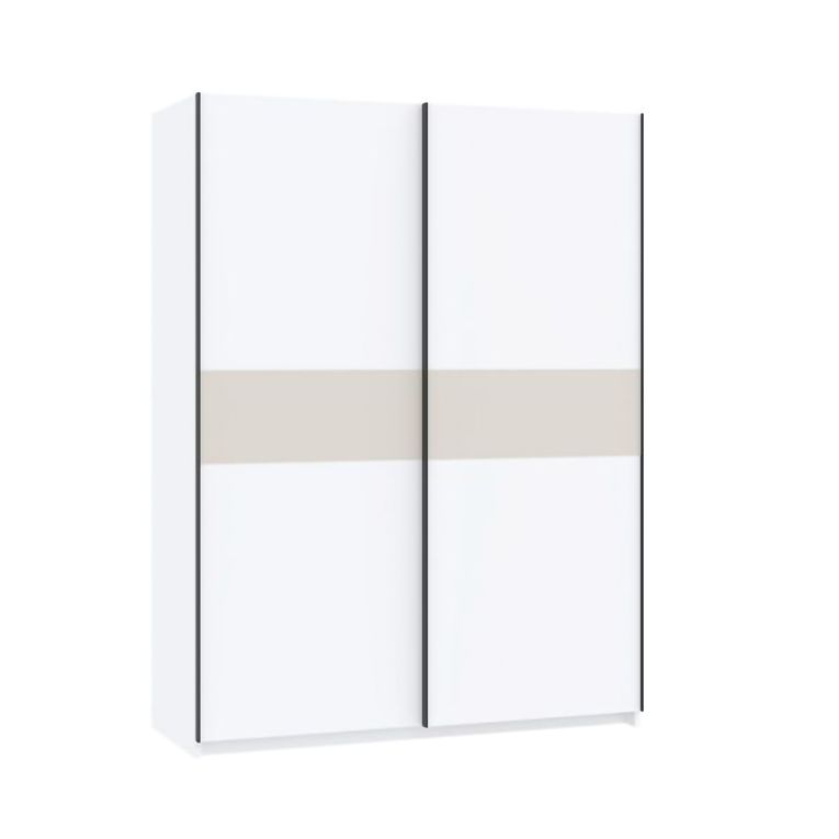 Guardaroba 2 Ante Bianco Beige Cashmere 2 Ripiani Appendiabiti 150x204h cm, 2 Ante - Manita