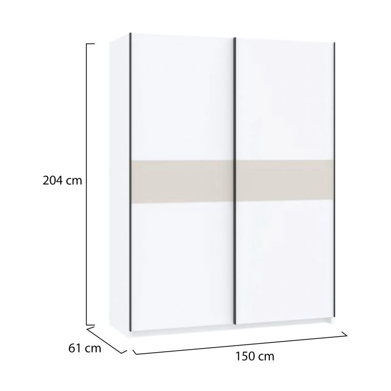 Guardaroba 2 Ante Bianco Beige Cashmere 2 Ripiani Appendiabiti 150x204h cm, 2 Ante - Manita