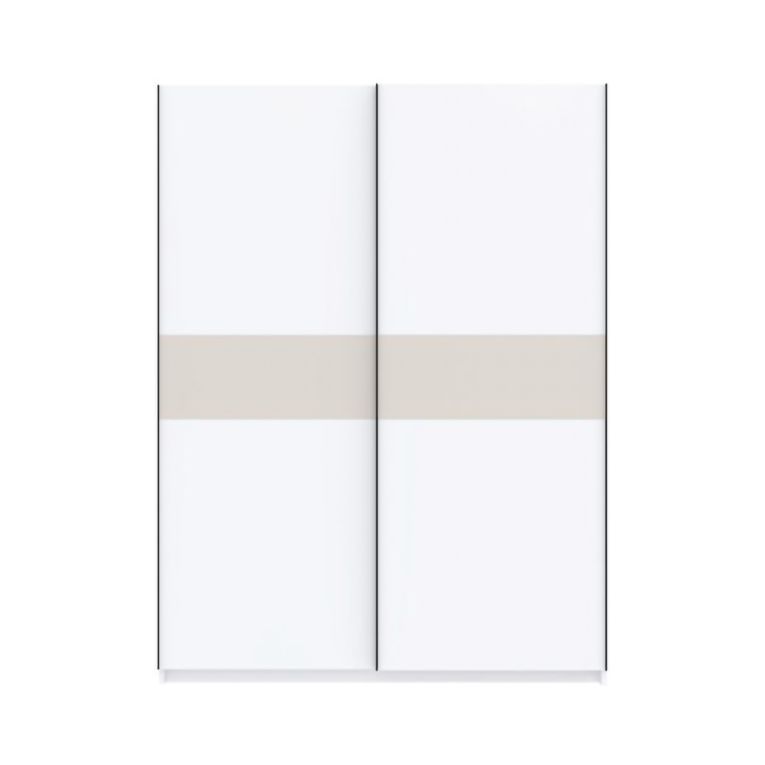 Guardaroba 2 Ante Bianco Beige Cashmere 2 Ripiani Appendiabiti 150x204h cm, 2 Ante - Manita