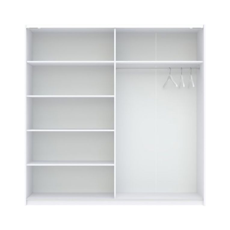 Guardaroba 2 Ante Bianco Beige Cashmere 2 Ripiani Appendiabiti 200x204h cm, 2 Ante - Nalika