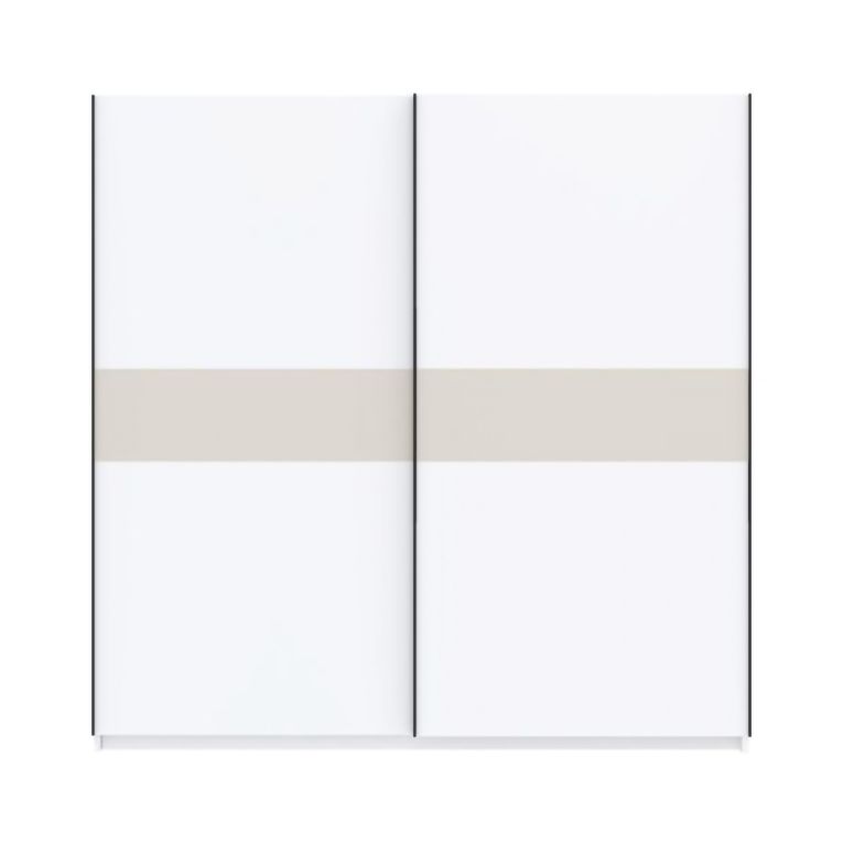 Guardaroba 2 Ante Bianco Beige Cashmere 2 Ripiani Appendiabiti 200x204h cm, 2 Ante - Nalika