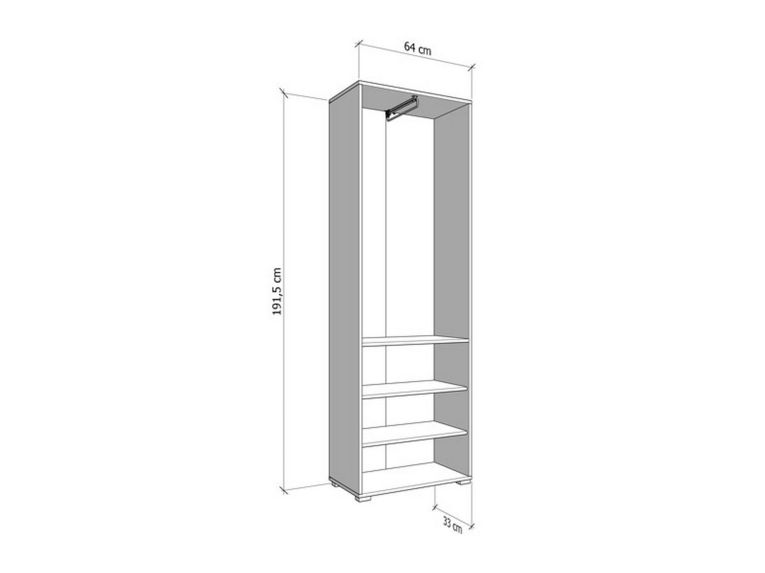 Guardaroba 2 Ante Bianco Bianco Appendiabiti 3 Ripiani 64x194h cm, 4 Vani - Azzano