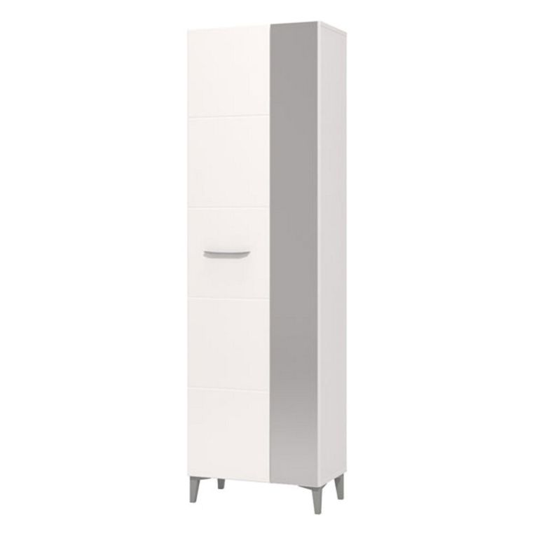 Guardaroba 2 Ante Bianco Bianco Appendiabiti 4 Ripiani 58x195h cm, 5 Vani - Lomazzo